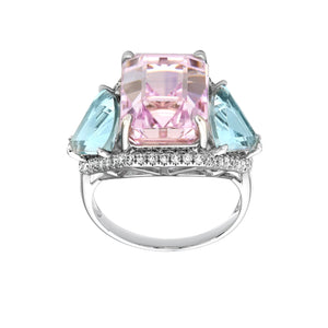 Lucia Kunzite and Aquamarine Ring