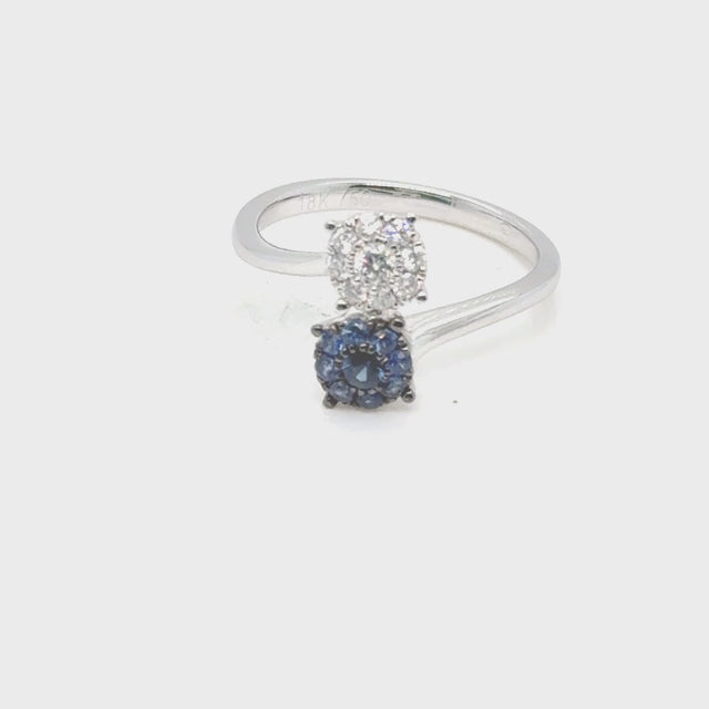 18kt Blue Sapphire and Diamond Cluster Ring