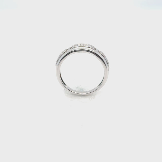 Pave Diamond Pattern White Gold Ring