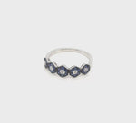 18K White Gold Hexagonal Sapphire & Diamond Band