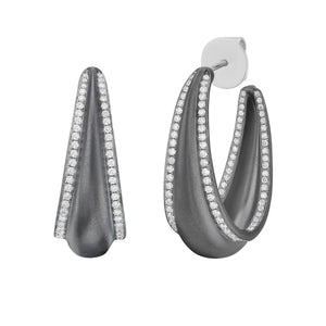 18K White Gold Diamond Hoop Earrings