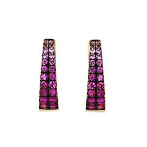 Gold Satin Rose Pink Sapphire Huggie Hoops